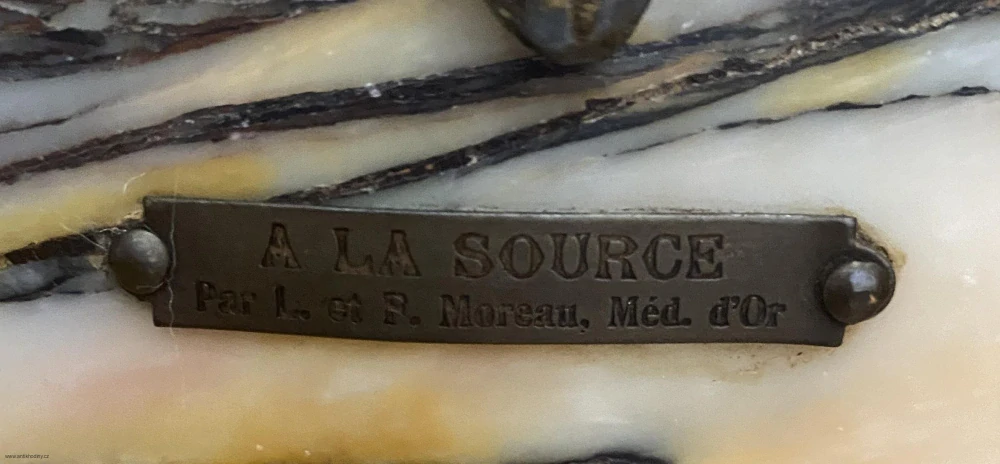 Luxusní francouzská krbová garnitura A la Source (L. & F. Moreau)